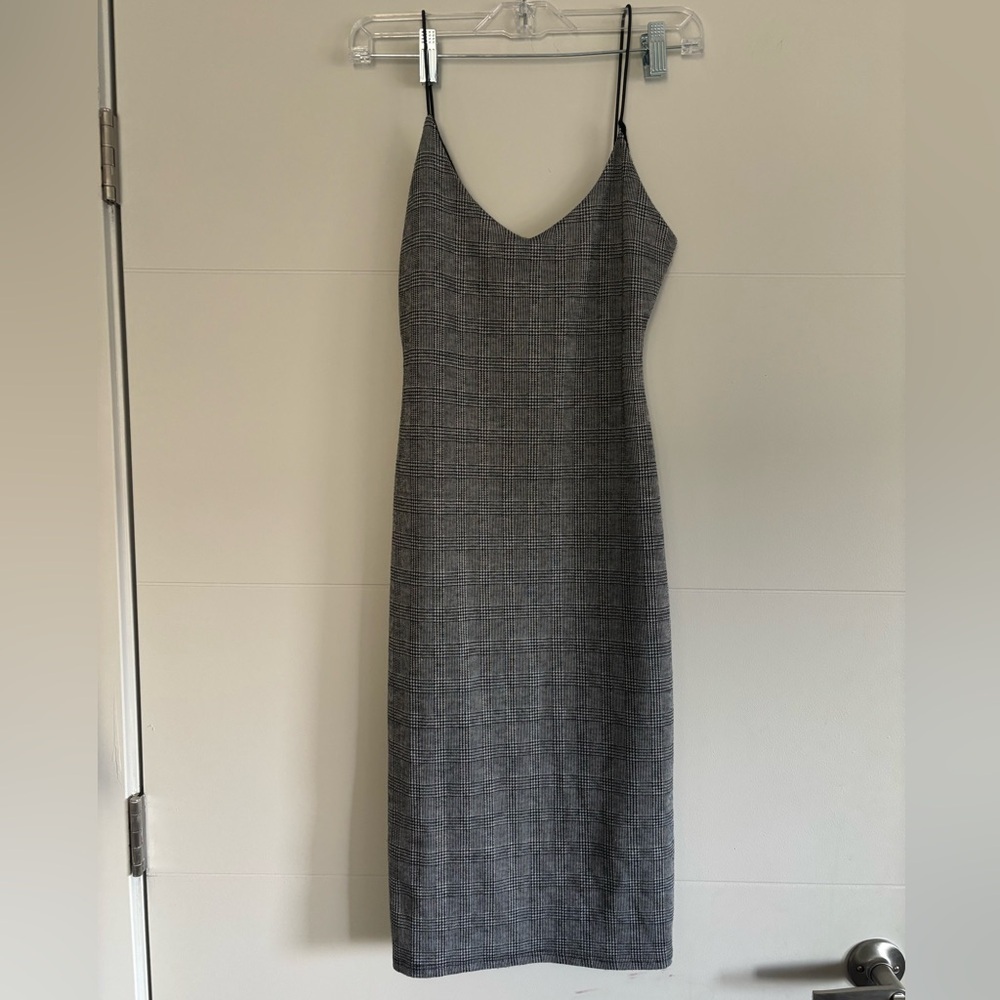 Mind Code Gray Slip Dress Spaghetti Strap V-Neck